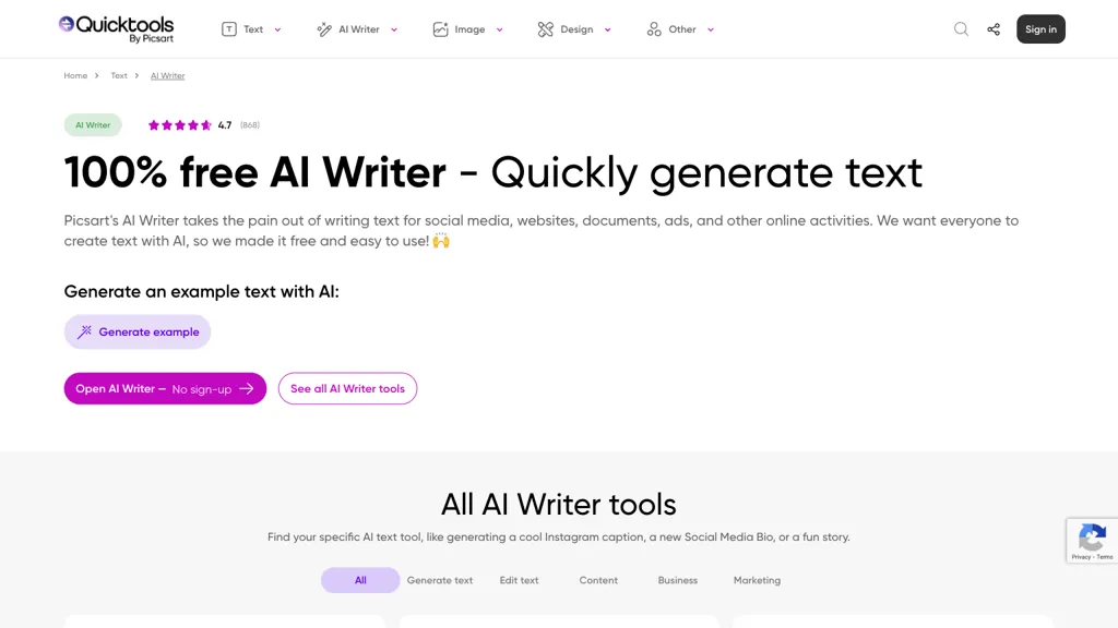 AI Writer by Picsart screenshot