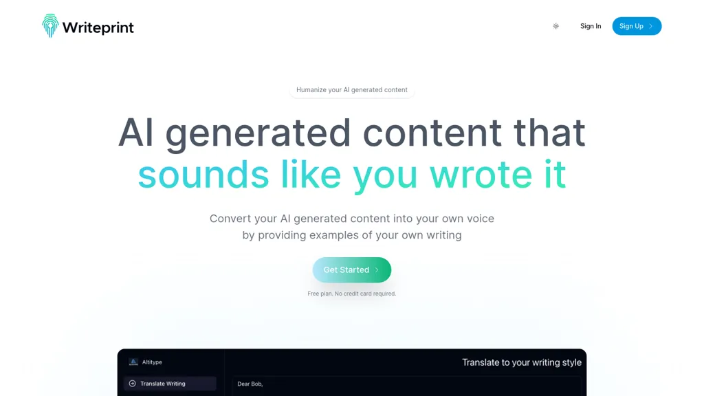 Writeprint.ai screenshot