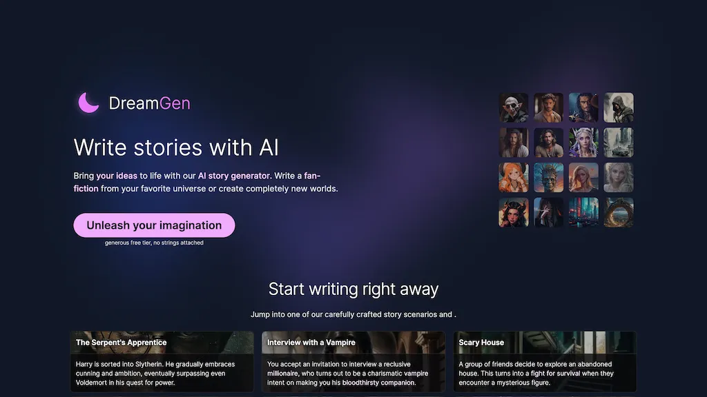 DreamGen AI Story writing screenshot