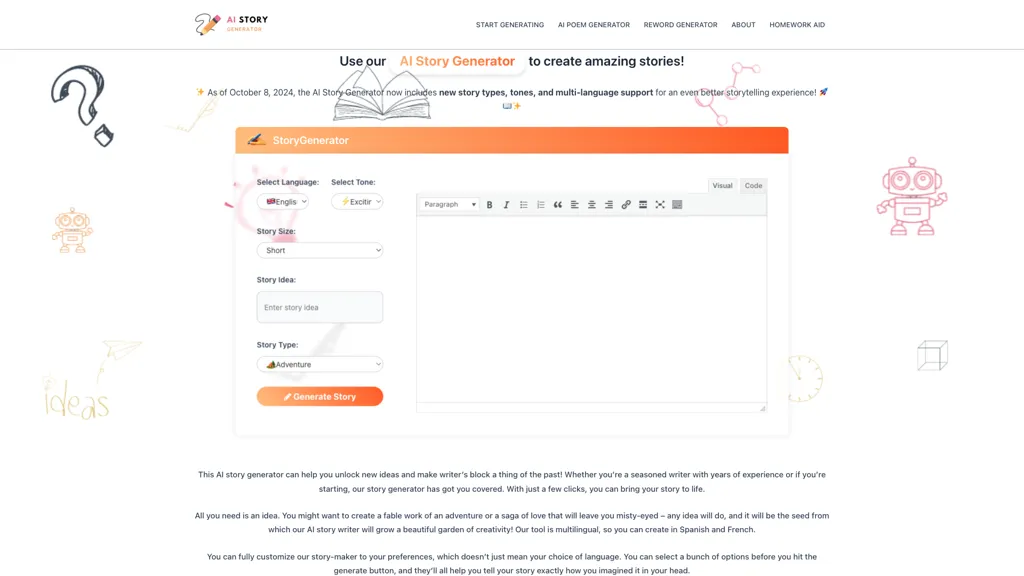 StoryGenerate.io screenshot
