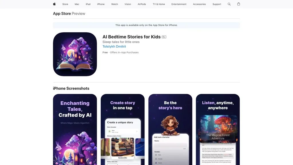 AI Bedtime Stories for Kids screenshot