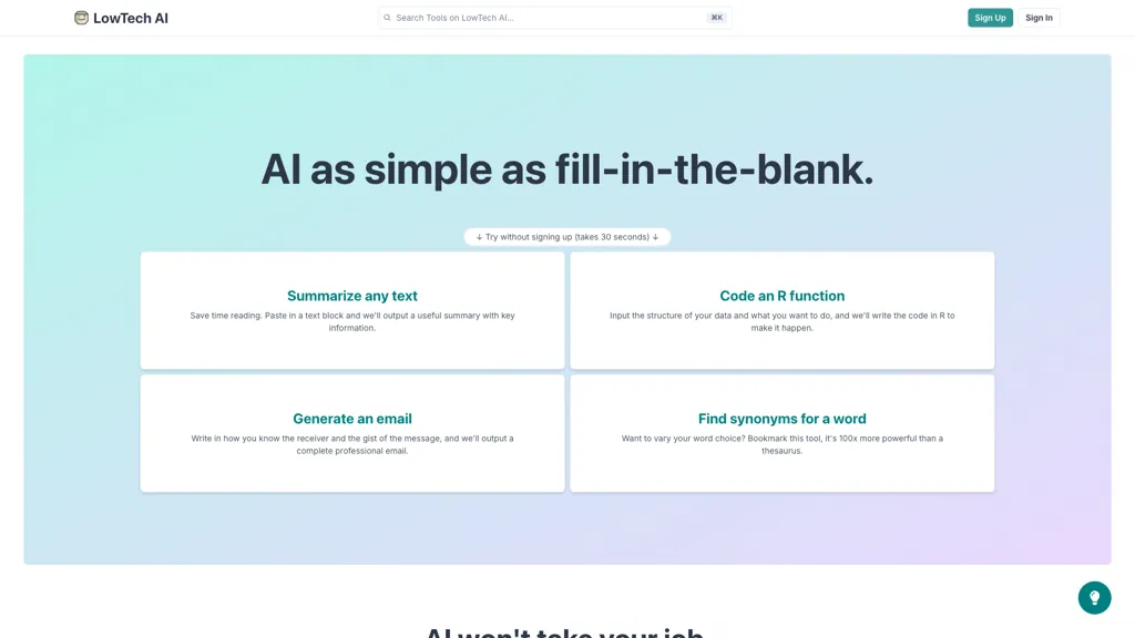 LowTech AI screenshot
