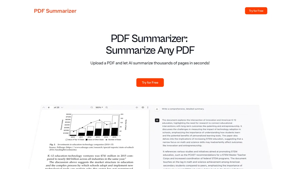 PDFSummarizer.org screenshot