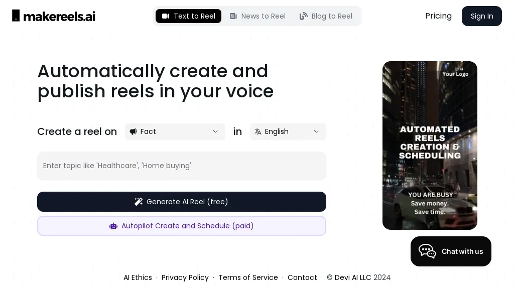 makereels.ai screenshot