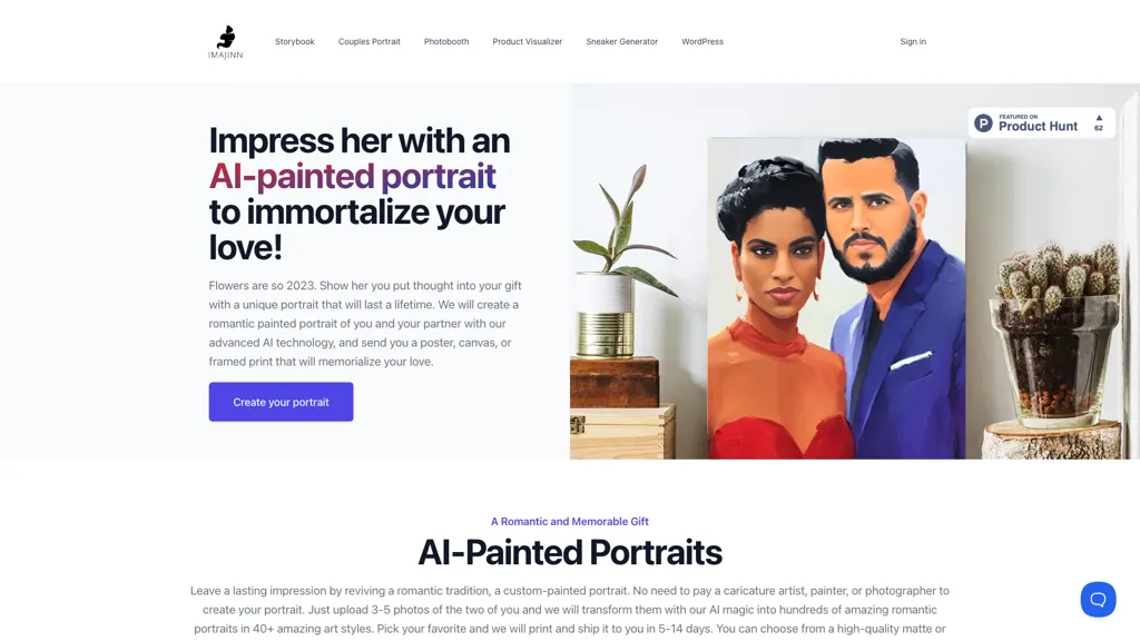 AI-Painted Romantic Printed Portraits screenshot