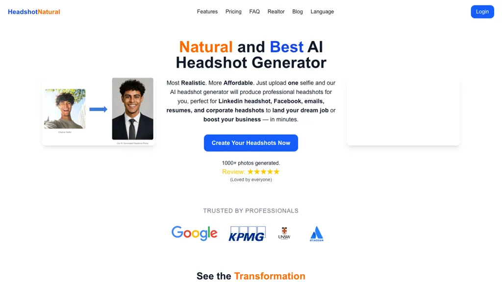 Headshot Generator screenshot