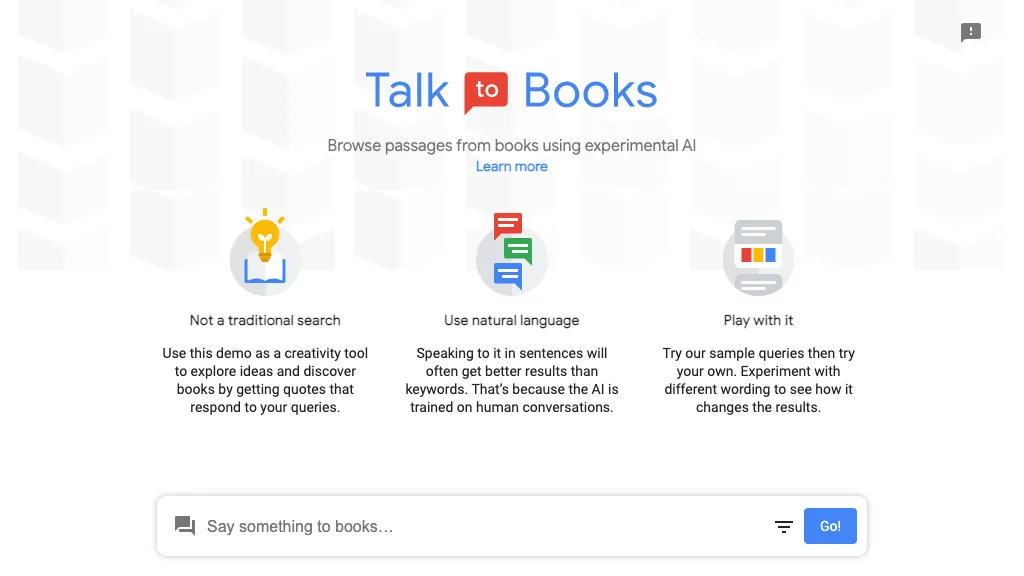 Talk to Books (Google) screenshot