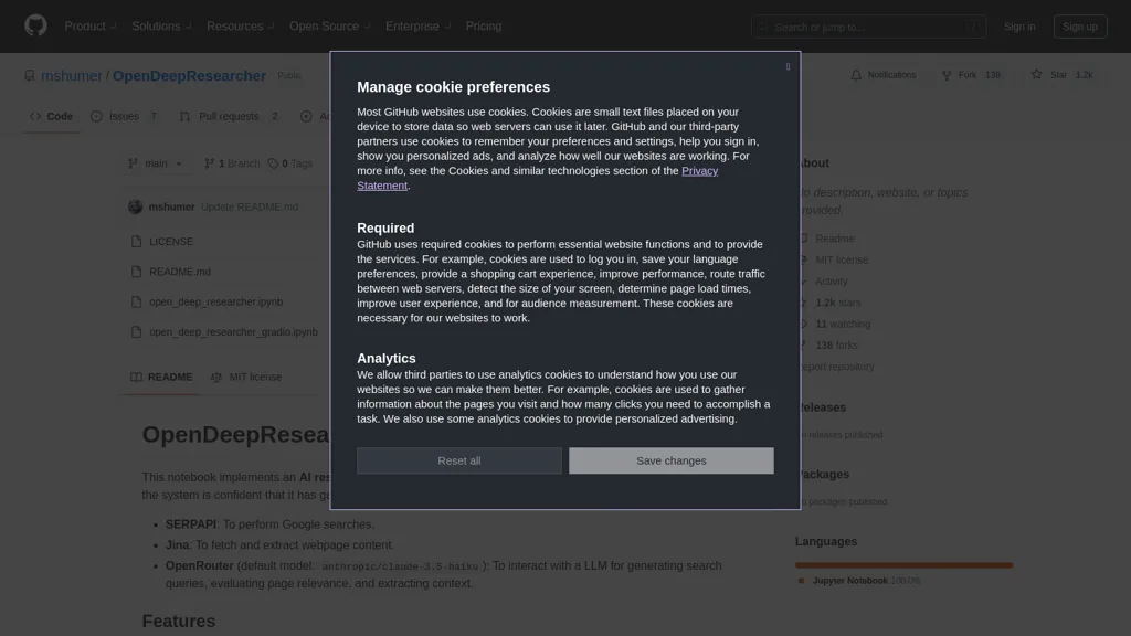 Open Deep Researcher screenshot