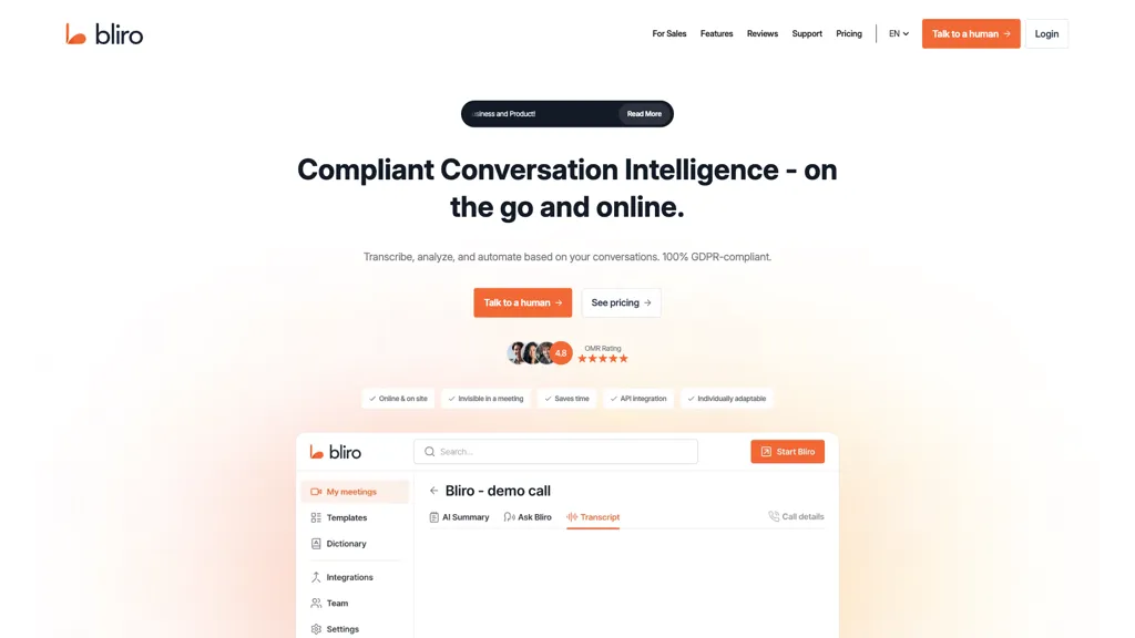 Bliro - AI Meeting Assistant screenshot