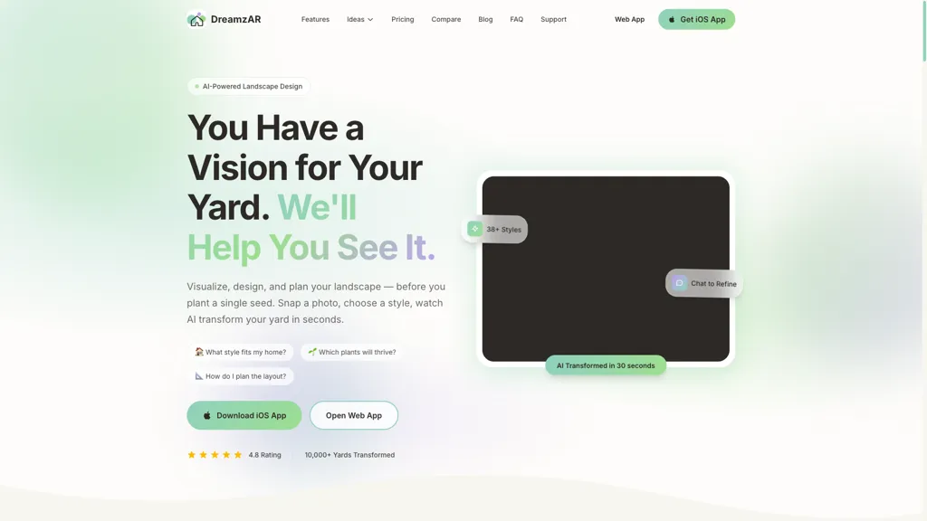 DreamzAR AI Landscape Design screenshot
