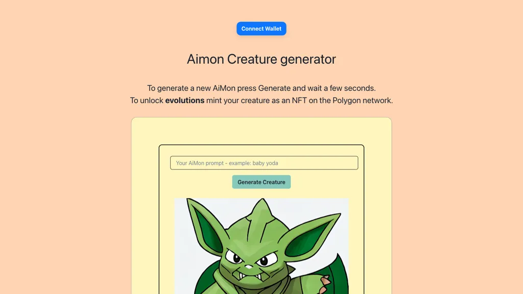 Aimons.xyz ai-generated creatures screenshot