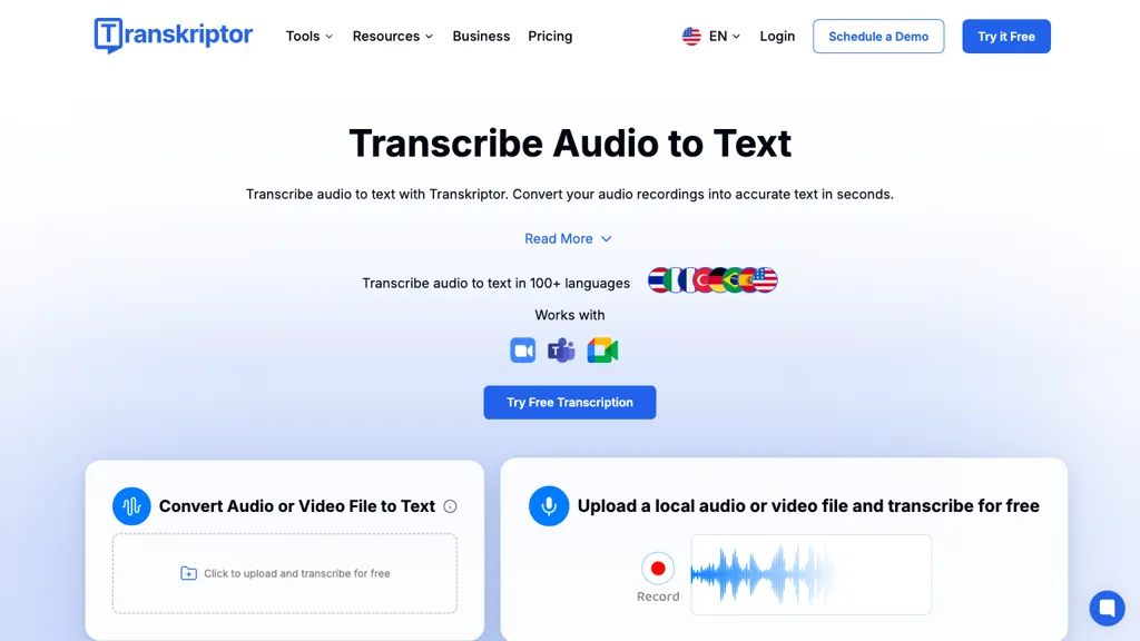 Transkriptor screenshot
