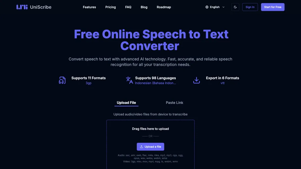 UniScribe.co screenshot