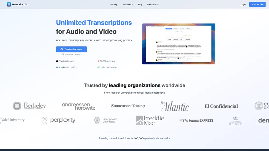 Transcript.lol screenshot