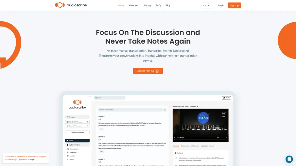 AudioScribe.io screenshot