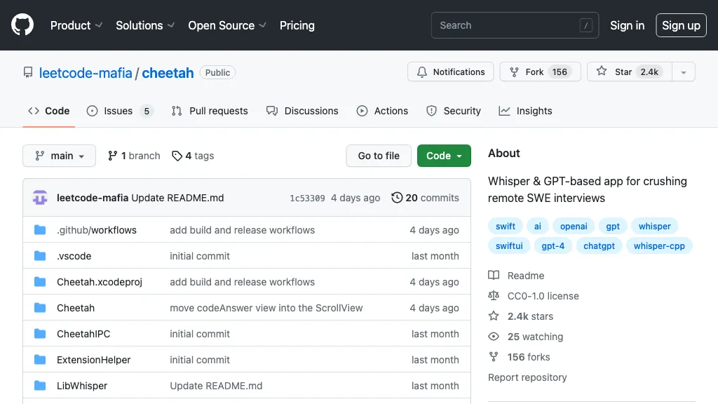 Cheetah AI screenshot