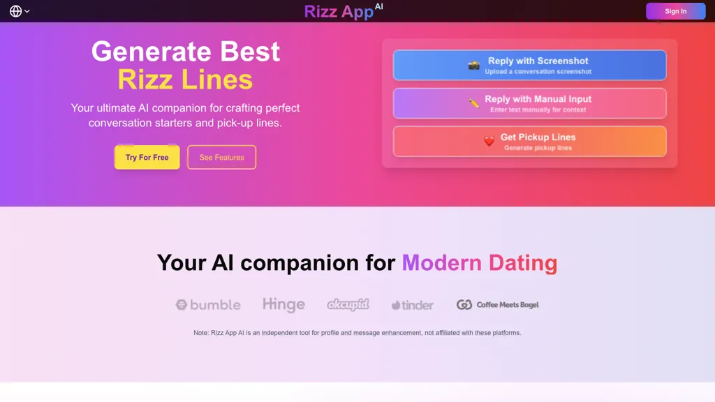 Rizz App AI screenshot