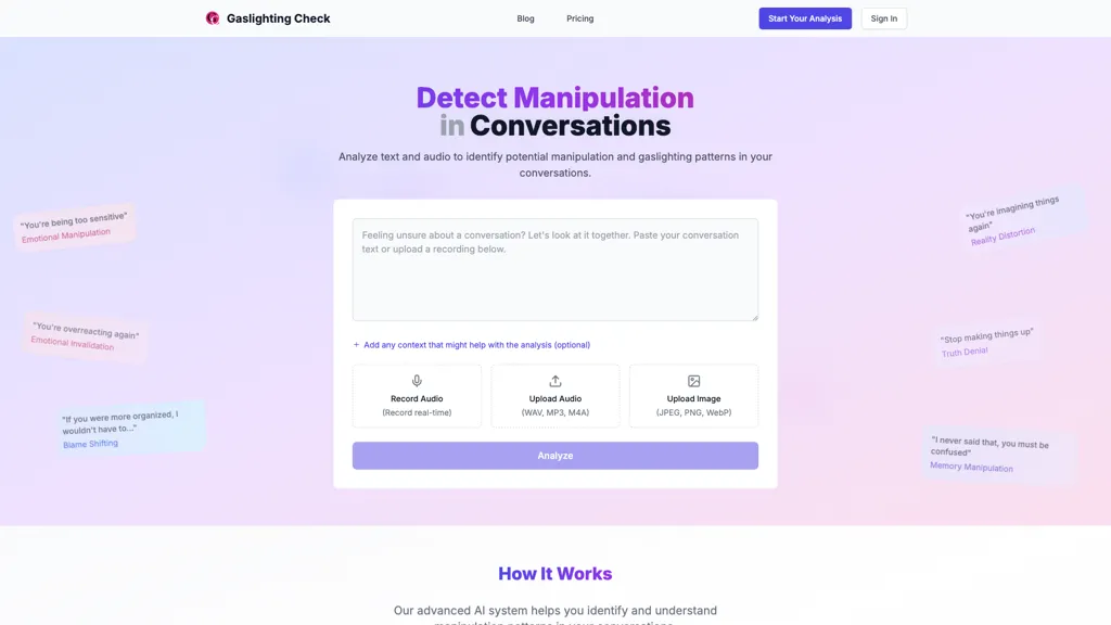 Gaslighting Check screenshot