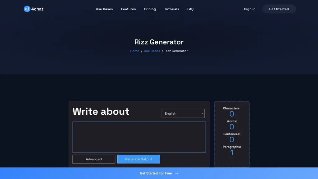 Rizz generator screenshot
