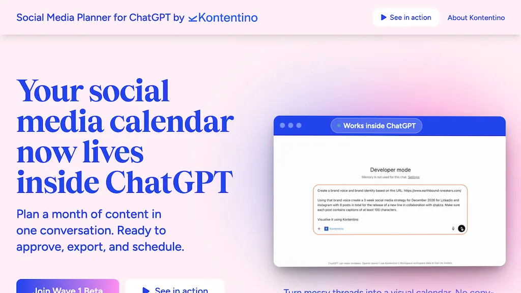 Social Media Planner for ChatGPT - Kontentino screenshot