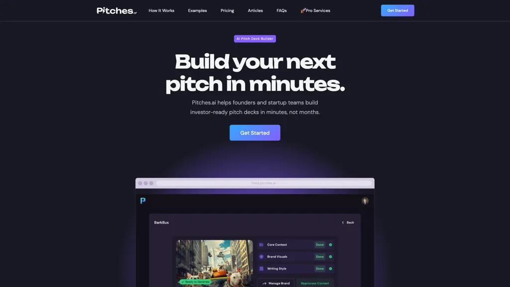 Pitches.ai screenshot