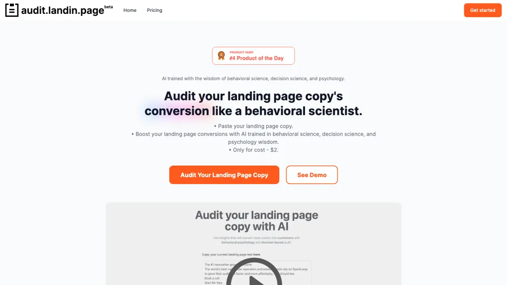 Audit Landin Page screenshot