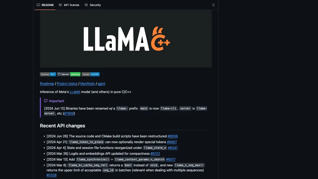 Llama.cpp screenshot