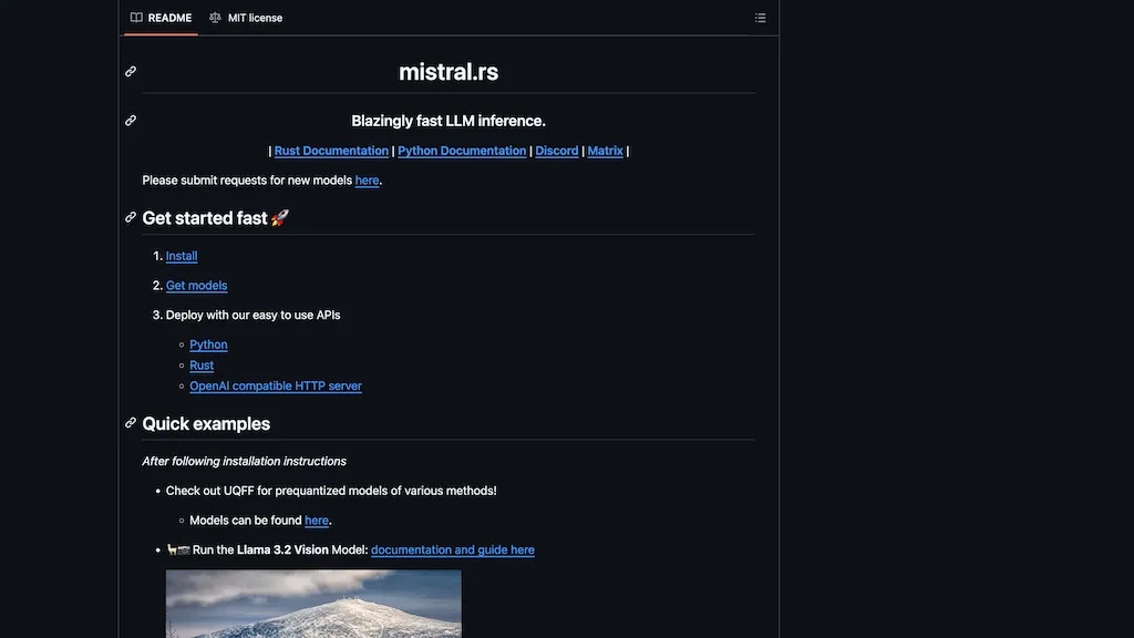 Mistral.rs screenshot