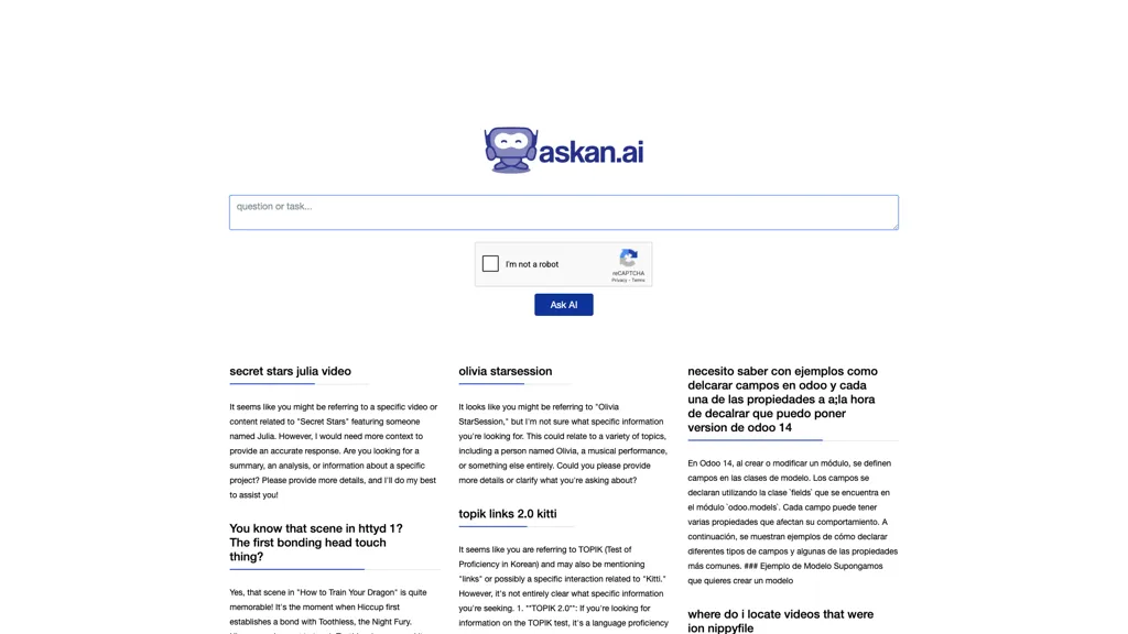 Ask an AI screenshot