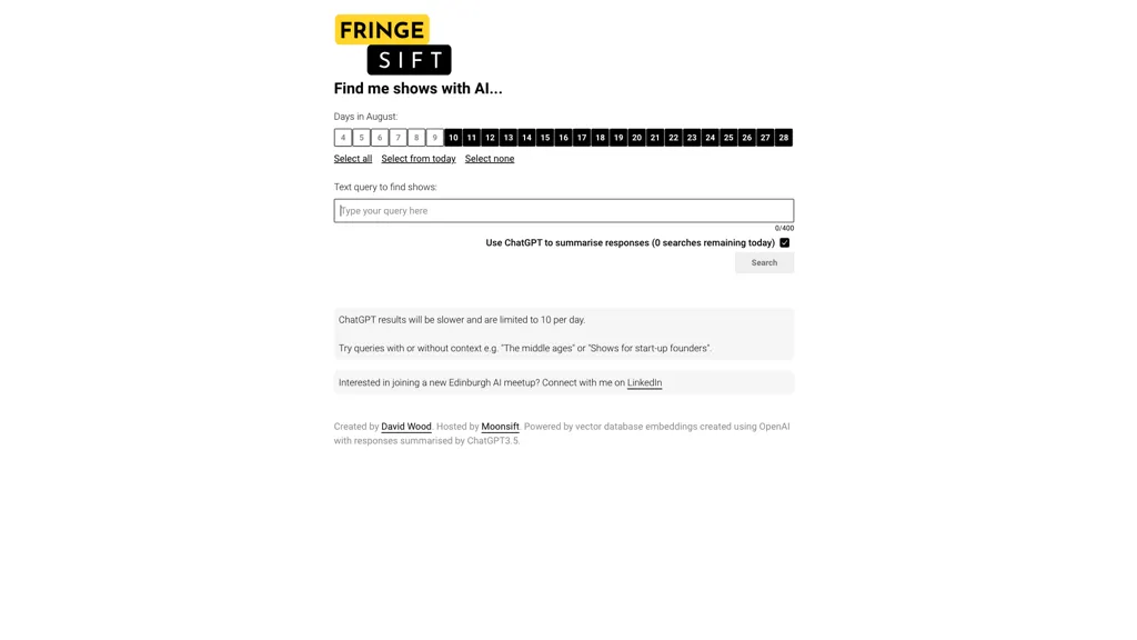 Fringe sift screenshot
