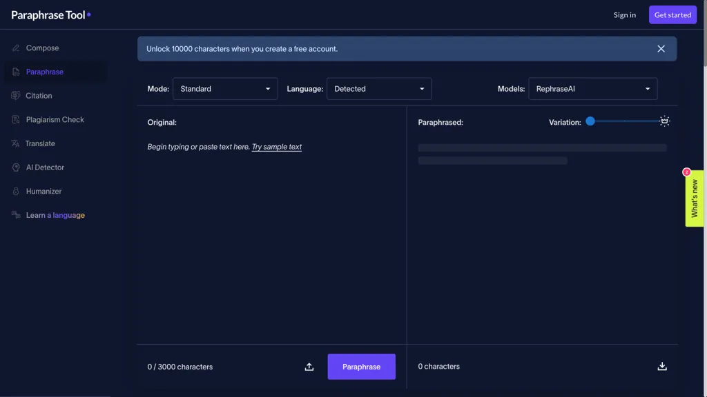 Paraphraser screenshot