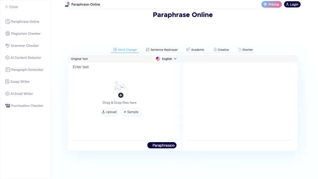 Paraphrase-online.com screenshot