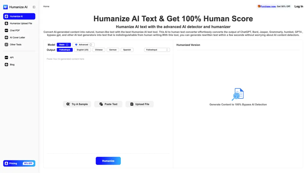 HumanizeAI.tools screenshot