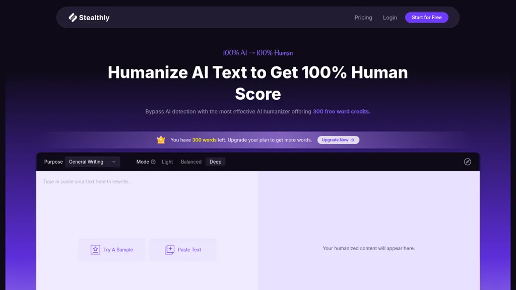 Stealthly AI Humanizer screenshot