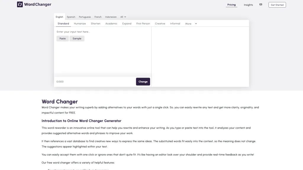 Word Changer screenshot