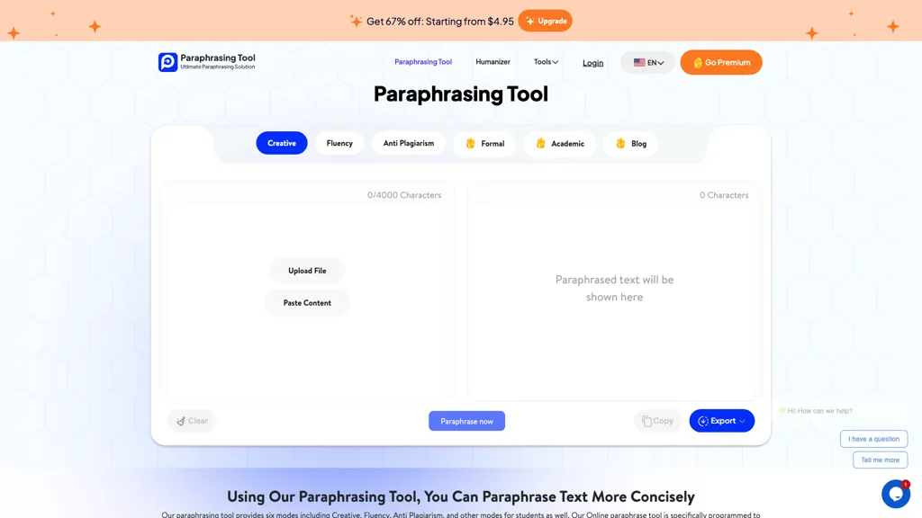 paraphrasing-tool.ai screenshot