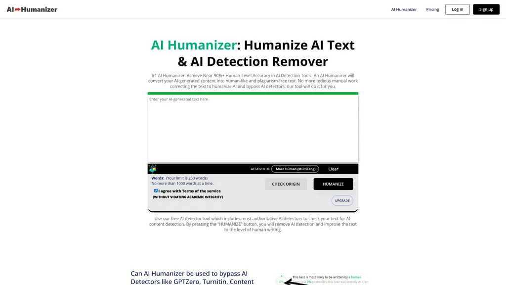 AI text humanizer screenshot