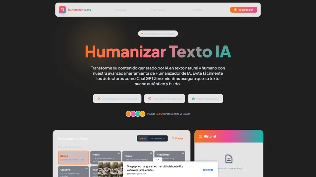 Humanizar text ai screenshot