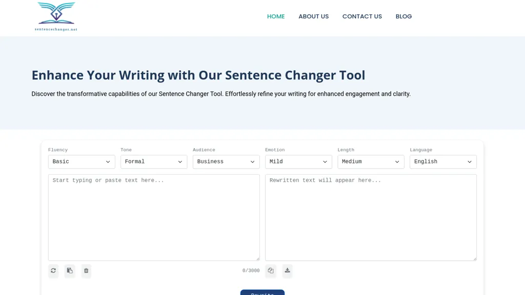 Online Sentence Changer and Rewriter screenshot
