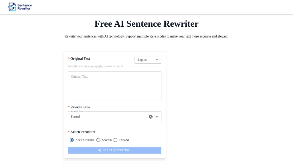 Sentence Rewriter screenshot