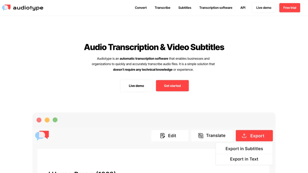 Audiotype screenshot