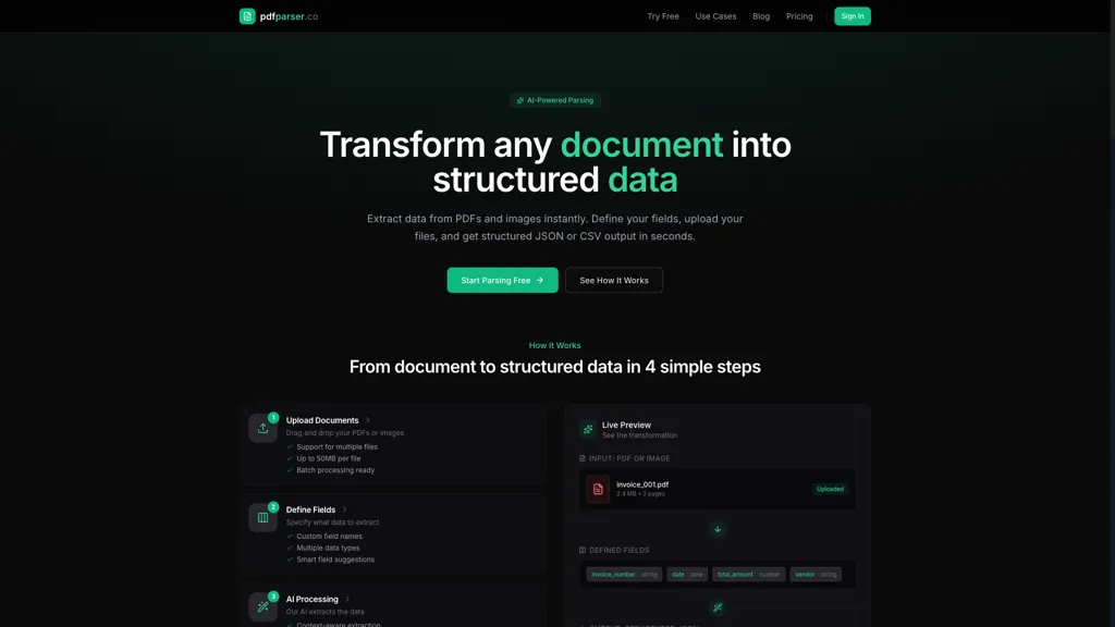 PDF Parser screenshot