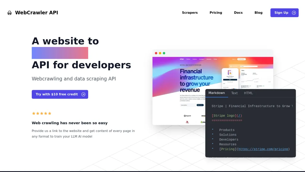 Webcrawler API screenshot