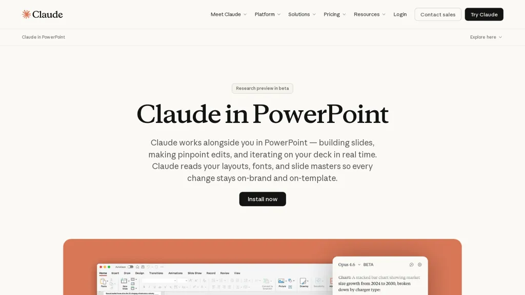 Claude in Powerpoint screenshot