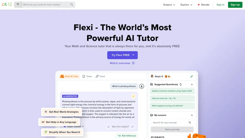 Flexi AI tutor screenshot
