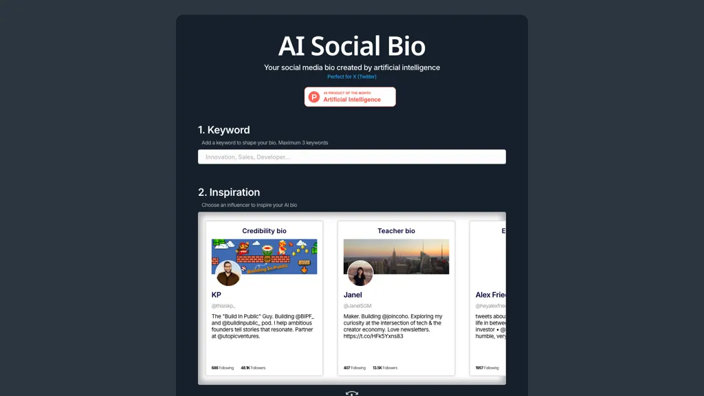 AI Social Bio screenshot