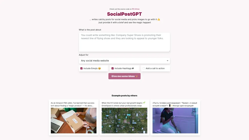 SocialPostGPT screenshot