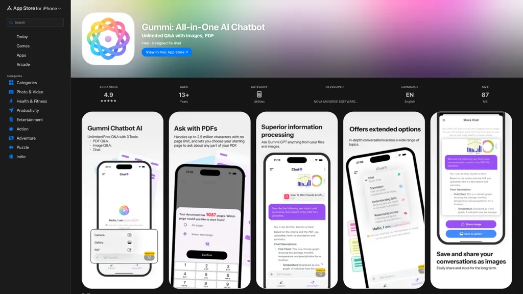 Gummi: Image Caption Generator screenshot