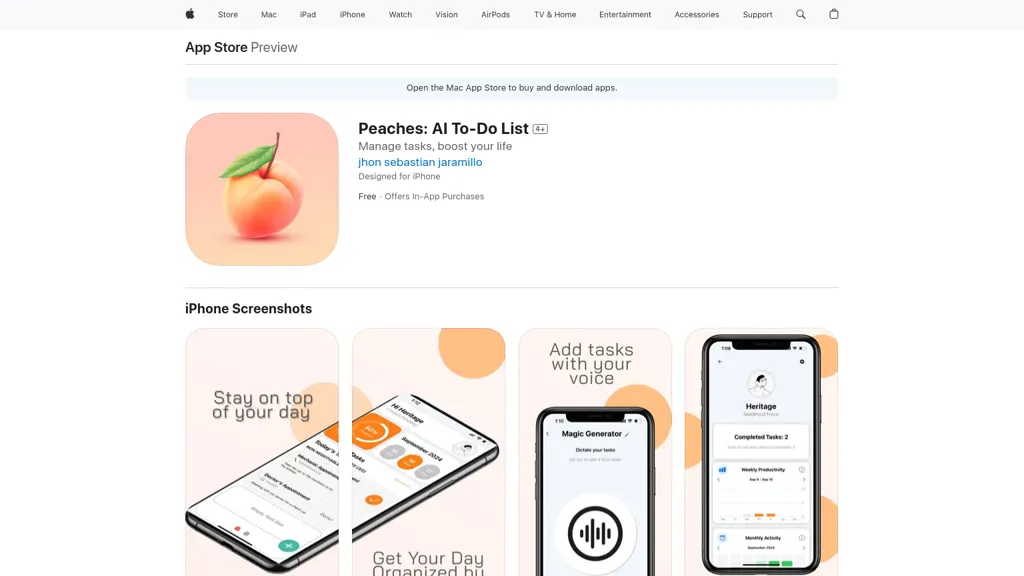 Peaches: AI To-Do List screenshot