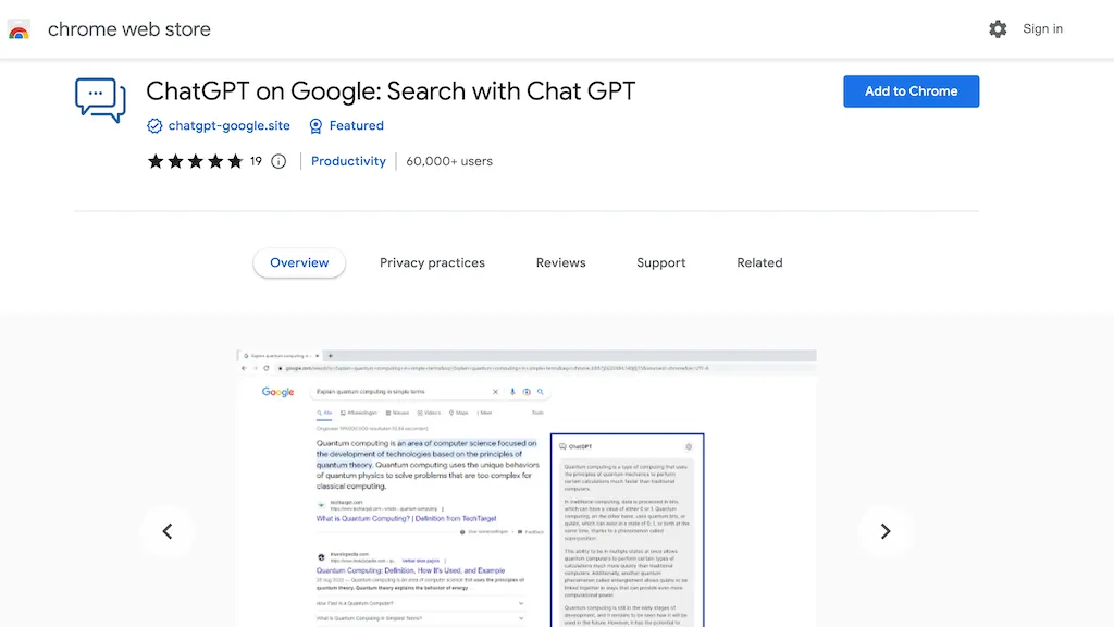 ChatGPT on Google: Search with Chat GPT screenshot